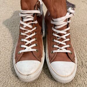 Converse Chuck Taylor All Star Leather High Top Brown Sneakers Men 9 Women 11